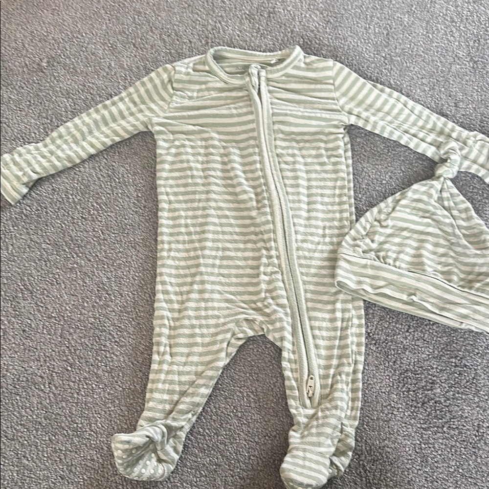 Angel Dear Striped Green Kids One Piece